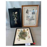 Chinese Stone Floral Art Work, Needlework