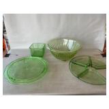 Lot Of Green Depression Glass