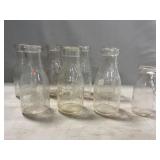 (7) Pint, (1) 1/2 Pint Milk Bottles