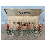 MCM Modern Glass 8 Pc. Holly & Candle Glasses In