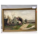 Oil On Canvas Landscape (Spot With Paint Crack