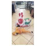 Vintage Santa Claus w/ Sled & (1) Reindeer Blow