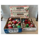 Vintage Glass & Bell Ornaments, (2) Lite Sets