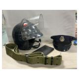Vintage Riot Helmet, Security Guard Cap, Leather