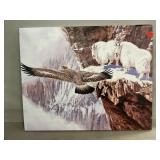 Mountain Goats & Eagle Print On Canvas