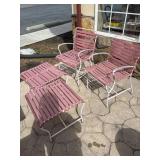 Pink Outdoor Chairs with Stools