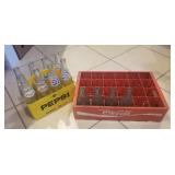(1) Plastic Coca-Cola Bottle Crate w/ (4) Glass