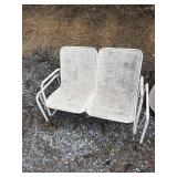 Metal Frame Wicker Love Seat