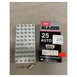 (50) Rounds Of .25 Auto Ammo