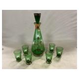 Beautiful Czech Bohemian Art Glass Decanter Set