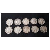 (10) U.S. Silver Mercury Dimes
