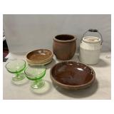 Lidded Stoneware Crock, Redware Crock, Pottery