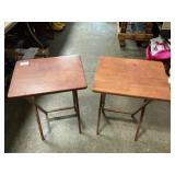 Pair Of Wooden Folding TV Tables