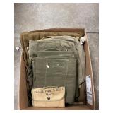 Box Lot With Military Hats, Bags, Wool Blanket