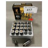 (20) Rounds Of Browning .45 Auto Ammo