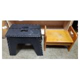 (1) Folding Plastic Step Stool & (1) Wood Step