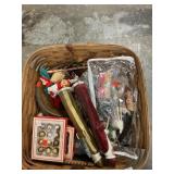 Basket With Christmas Decorations, Ornaments