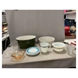 Hall Brown, Swirl Serving Bowls, Pyrex Mug &