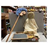 Wooden Stick Pony, Vintage Doll, Chalkboard,