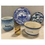 Collector Plates, Butter Crock, Sugar Canister