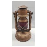 (1) Vintage Railroad Lantern w/ Red Glass Globe