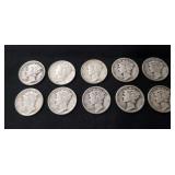 (10) U.S. Silver Mercury Dimes