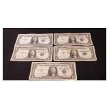 (5) U.S. Silver Certificate One Dollar Bills