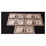 (5) U.S. Silver Certificate One Dollar Bills