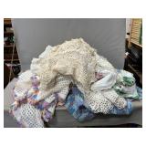 Lot Of Crocheted Items, Vintage Linens, Doilies