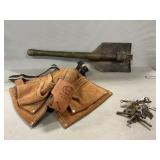 Trench Shovel, Cowhide Tool Belt, Skeleton &