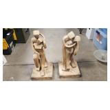 (2) Modern Abstract Geometric Stylized Sculptures