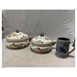 Vintage Asta Enamelware Saucepans, Rowe Pottery