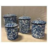 Enamelware Blue Spatter Canister Set