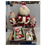 Lot Of Vintage Stuffed Santas, Ornaments