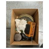Box Lot With Conch Shell, Tray Wall Hangers,
