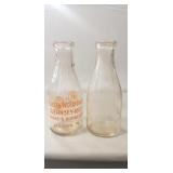 (2) Vintage Glass Milk Bottles (Meadow-Wood Dairy,