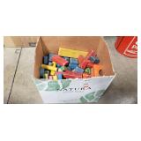 Box Lot Of Vintage Childrens Wooden Blocks & More
