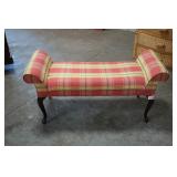Upholstered Rolled Arm Bench Plaid