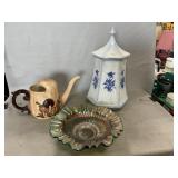 Green Carnival Dish, Ceramic Canister & Watering