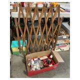 Wooden Accordian Gate, Box Lot With Chair Tips,
