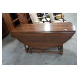 Dark Stained Wood Drop-Leaf Table