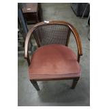Curved Barrel Back Cane Back Upholstered Chair