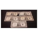 (5) U.S. Silver Certificate One Dollar Bills