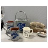 Eldreth Pottery Basket, Penn State Mugs, Nittany