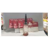 (1) Vintage Glass Oil Bottle w/ Metal Spout & (3)