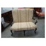 Dark Wood Upholstered Settee