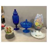 Fenton n Lidded Candy Dish, Cobalt Apothecary