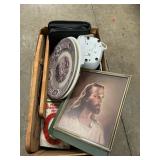 Box Lot With Collector Plates, Mini Ironing