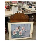 Vintage Wooden Hymn Board, Floral Print (Frame