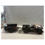 Vintage Marx Pressed Steel Jeep & Trailer